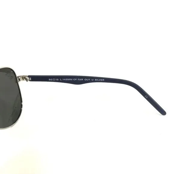 Op Ocean Pacific Sunglasses FAR OUT U SILVER Navy Blue Aviators Mirrored Lenses - Picture 9 of 15